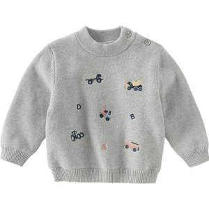
David Bella boys' winter sweater baby plus velvet sweater warm new children's half-high neck pullover top