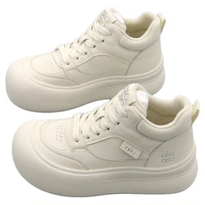 
Doll-toe high-top shoes for women, spring round-toe genuine leather versatile platform platform thick-soled white shoes for women, casual board shoes