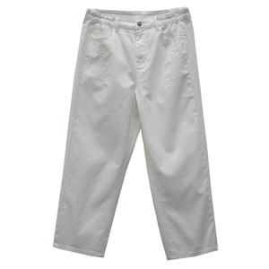 Fat mm autumn nine-point smoke pipe slimming jeans wooden ideal large size women's loose straight pants 200*0.5kg