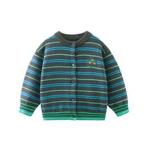 [Cotton] Qi Qi Xiong Boy Boy Boy Sweaters Sweat Spring and Autumn Children's Striped Knotron Sweed Board Boat long sleeve jacket

