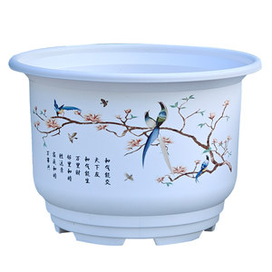 
High-value imitation ceramic white breathable and extra-large plastic potted green plants cold-resistant and frozen gardening flower device thickened flower pot