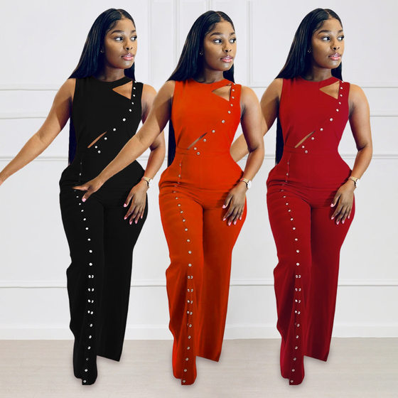 design sexy buttons jumpsuit women sleeveless sexy onesies