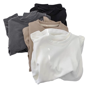 
German velvet round neck bottoming shirt for men 2026 autumn and winter new loose solid color inner warm plus velvet thickened long-sleeved T-shirt