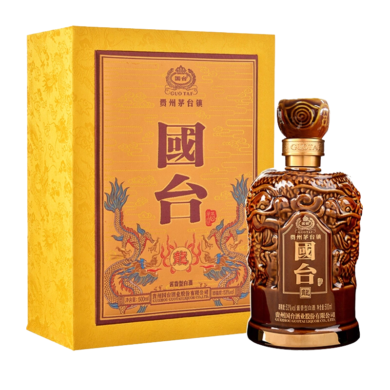 贵州国台龙酒53度500ml*1瓶酱香型白酒礼盒装老酒收藏送礼酒酒水-Taobao