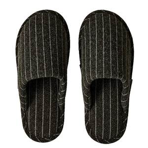 
Men's striped fabric cotton slippers in autumn and winter home warm and non-slip beef tendon sole couple plus lint cotton drag for women