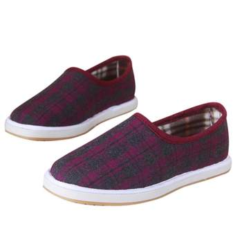 Middle-aged and elderly women's spring and autumn velvet boat shoes