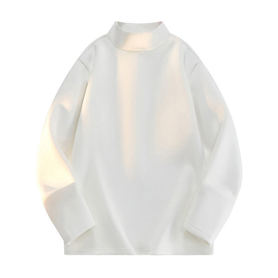 
German velvet bottoming shirt men's 2024 autumn and winter suit with half turtleneck long-sleeved T-shirt versatile plus velvet sweatshirt for men