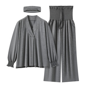 
Modal bamboo fiber postpartum clothing with headscarf, spring and summer thin postpartum maternity pajamas, breastfeeding home clothes, breathable