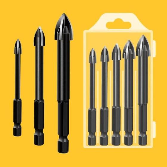 新品5/6pcs Cross Hex Tile Drill Bits DIY Cross Hex Bench Dri