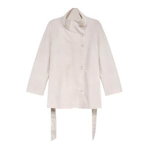 
Eryang Design [Fibre Moon] Diamond White Stand Collar Tencel Cotton Windbreaker Women's Waist Short British Style Silhouette Jacket