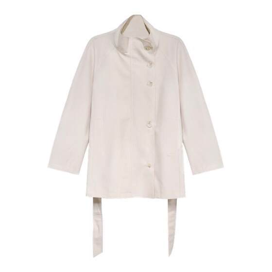 
Eryang Design [Fibre Moon] Diamond White Stand Collar Tencel Cotton Windbreaker Women's Waist Short British Style Silhouette Jacket