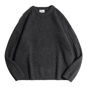 
Solid color round neck sweater for men in spring and autumn 2025 new casual knitted base shirt long sleeve loose lazy style pullover