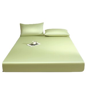 2026 new ice silk bed sheet single piece summer cool solid color bed cover all-inclusive bed sheet three-piece set mattress protector