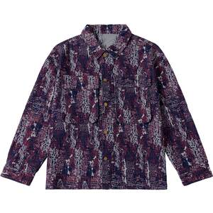 
NMAX large size trendy men's autumn new style sauce fruit purple color-blocked jacquard denim jacket retro style jacket