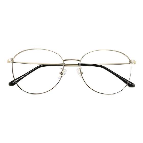 Japanese silver glasses frame for men and women, trendy myopia retro, can be equipped with prescription frames, round face, metal nose pads glasses frame