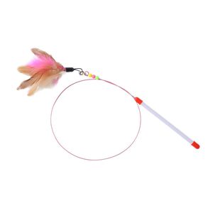 Teasing cat stick with bell, feather cat, self -relief artifact pet toy steel wire long pole pet supplies
