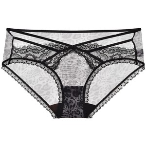 
3 pieces of 129 shopping mall same style MYBODY new briefs sexy leopard print lace hollow anti-butt pinch underwear for women