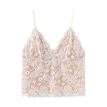 
Mitu's beautiful French lace suspender beautiful back thin inner strap