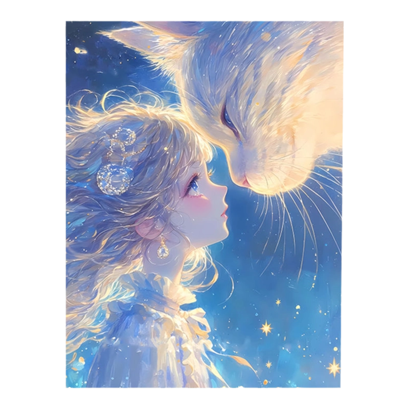 油彩画　猫 窗边小猫|数字油画diy填色填充可爱猫咪手工手绘治愈