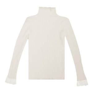 Imitation mink velvet sweater for women with white inner layer 2025 new autumn and winter turtleneck thickened bottoming shirt lace top