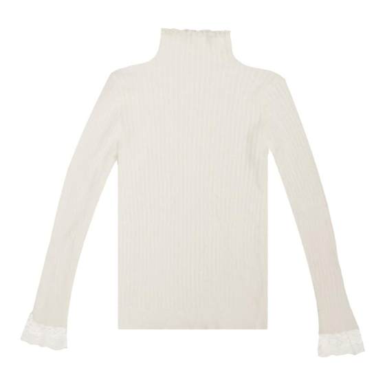 Imitation mink velvet sweater for women with white inner layer 2025 new autumn and winter turtleneck thickened bottoming shirt lace top