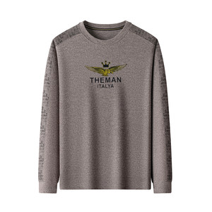 
Woodpecker pure cotton sweatshirt men's long-sleeved T-shirt spring and autumn young and middle-aged round neck loose top casual bottoming shirt