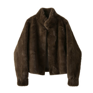 Imitation mink fur all-in-one coat for women winter stand-up collar thickened eco-friendly fur short plush top