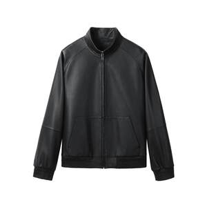 
Goldlion 2026 Spring New Men's American Style Leather Jacket Sheepskin Imitation Deer Pattern Stand Collar Zipper Jacket for Men