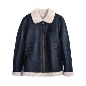 
MCS men's clothing originated from Marlboro autumn and winter new fashion casual lapel short warm fur integrated leather jacket for men