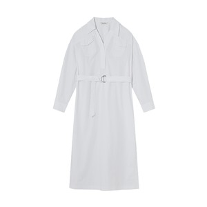 MSLAN Hepburn style three-dimensional patch pocket shopping mall same V-neck double pocket high waist long dress