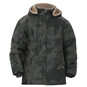 
Camouflage PU takeaway cycling windproof warm leather pants for men plus velvet thickened middle-aged and elderly loose work clothes leather suit