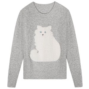 
Luoluo introduction for women's sweater 2024 new winter gray small sweater for round neck pullover