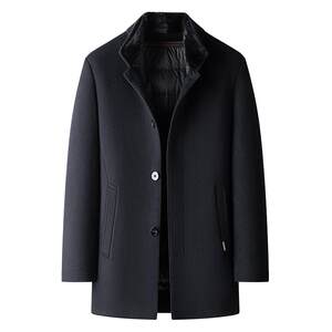 
[Mink/Goose Down Liner] Montagut Men's Wool Coat Stand Collar Winter Down Jacket Warmth C