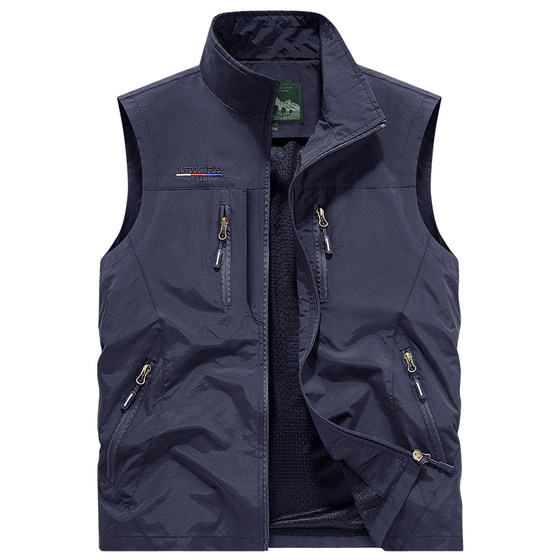 Men's vest spring and autumn new outdoor mesh breathable sports multi-pocket vest vest casual vest jacket for men