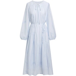 KBNE blue French dress long sleeves 2026 summer new temperament skirt small lazy long skirt women's clothing