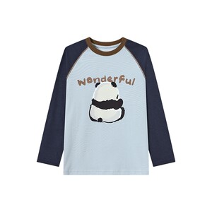 
Duojia Boys T-shirt Long Sleeve 2026 Spring New Children's Panda Print Boys Raglan Sleeve Spring Tops