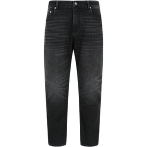 
LEZORA vintage black cow! 13.5oz twill denim cat whisker micro-stretch jeans for men