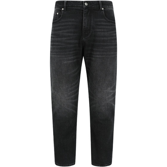 
LEZORA vintage black cow! 13.5oz twill denim cat whisker micro-stretch jeans for men