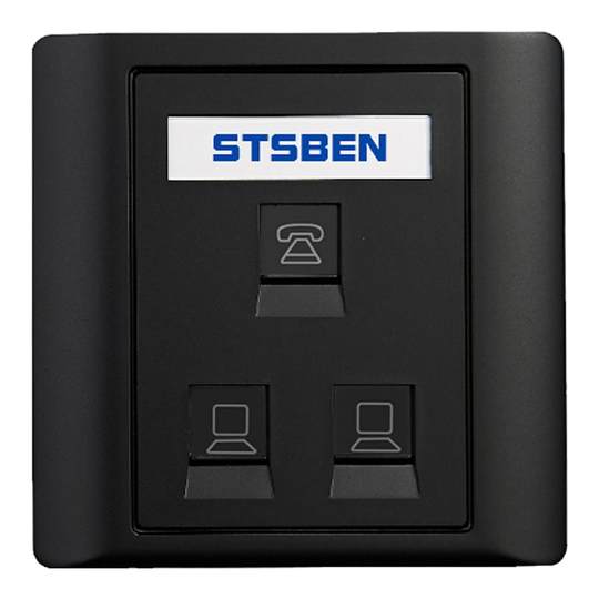 Model 86 Concealed Dual-Port Gigabit Network with Telephone Panel Black ...