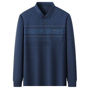 
Dad's spring long-sleeved T-shirt with real pockets 2026 new middle-aged men's bottoming shirt middle-aged and elderly thin tops