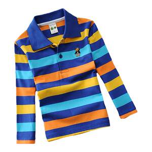 
Boys' new tops, spring and autumn long-sleeved T-shirts, children's autumn striped bottoming shirts, medium and large children's trendy polo shirts