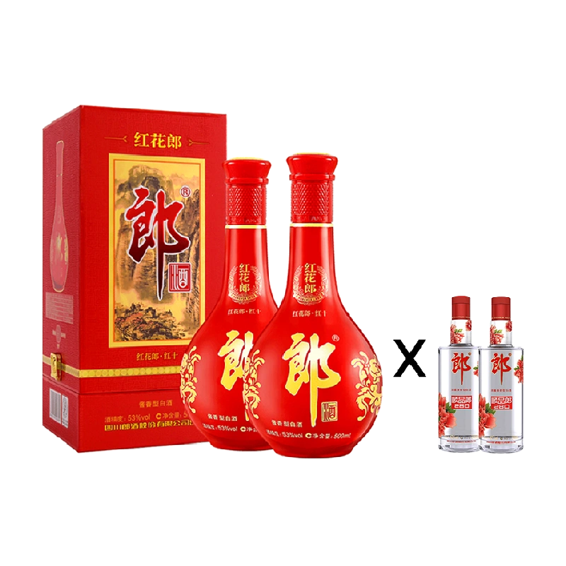 郎酒红花郎十53度酱香型白酒500ml*2瓶+顺品郎280ml*2瓶浓酱兼香-Taobao