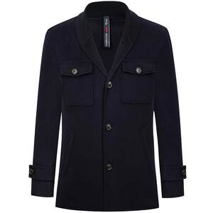 
[100% Wool Coat] East Bolini Navy Wool Wool Coat Men's Autumn and Winter Hunting Short Jacket