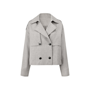 Retro silhouette short windbreaker/trouser suit Simple and practical short jacket High waist hanging wide-leg pants