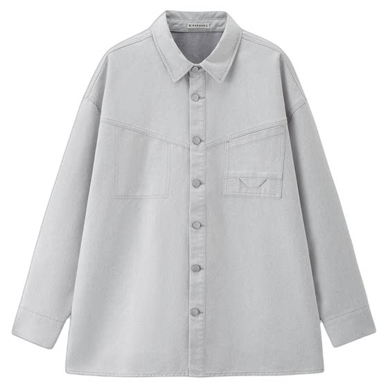 
Giordano Jacket Men's Bone Broken Pocket Lapel Loose Denim Jacket 18075705