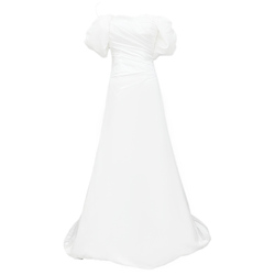 2023 New Simple White Satin Entrance Veil Welcome Dress One Shoulder Bridal Forest Style Super Fairy Light Wedding Dress