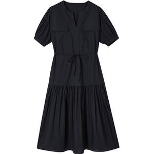 
BLUE ERDOS summer simple commuting small V-neck drawstring design shirt dress B245I3029