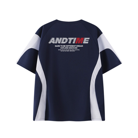 
andtime American splicing cool moisture wicking sports training short-sleeved basketball quick-drying cycling jersey T-shirt