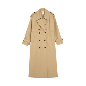 UNSPOKEN khaki color trench coat female high -level sensory irregularly leading French long temperament design versatile jacket