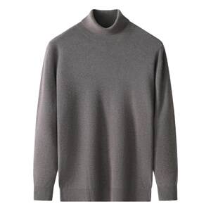 
[Superfine Wool Modal] Brown Turtleneck Sweater Men's Casual Warm Knitted Pullover Woolen Sweater Inside